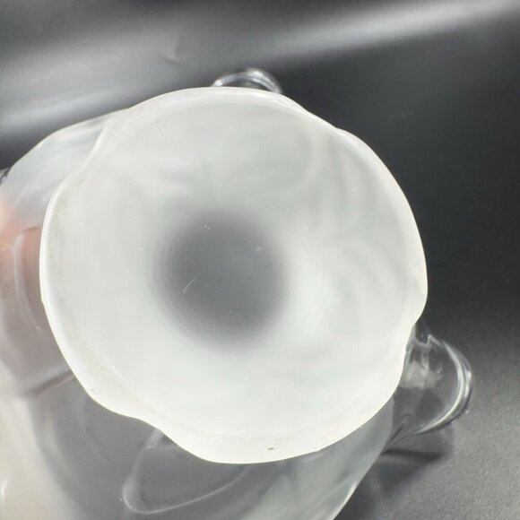 Viking Art Glass Epic Leaf Compote in Crystal Satin Frosted Clear Dish Bowl VTG - Picture 6 of 13